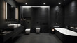 © Tark - Interior modern dark bathroom, Minimalism Generative AI
