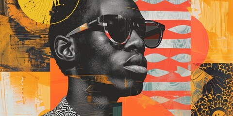 Poster - Colorful Abstract Portrait Of A Man Wearing Sunglasses