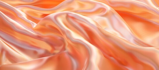 Wall Mural - Silk satin fabric background, peach fuzz colored, beautiful folds and waves, soft light, smooth texture, high resolution, highly detailed, hyper realistic, product photography