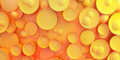 Poster - Abstract Orange and Yellow Circles Overlapping in Various Sizes