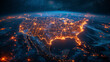 © Robert Kneschke - Illuminated map of the United States at night with glowing city lights from space