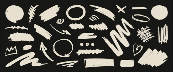 Poster - set of cute pen line doodle element vector. hand drawn doodle collection of heart, arrows, scribble,