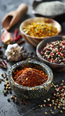 Poster - Exotic Spices and Culinary Tools in a Simple Kitchen Setup  