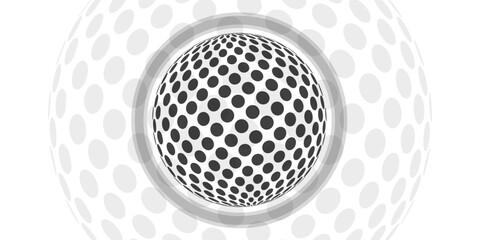 Poster - Abstract Black and White Swirly Spotted Globe Design, Creative Digital Vector Layout Isolated on White Background