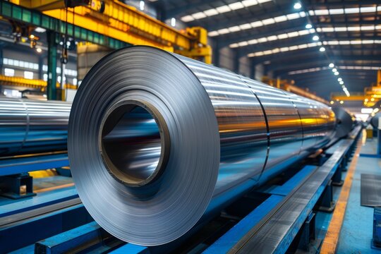 roll of steel sheet in factory 