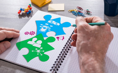 Wall Mural - social networking concept on a notepad