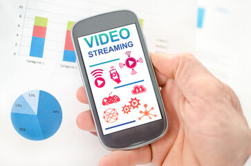 Sticker - Video streaming concept on a smartphone