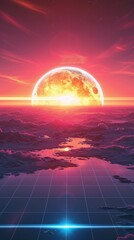 Leinwandbilder - Background Futuristic Grid landscape