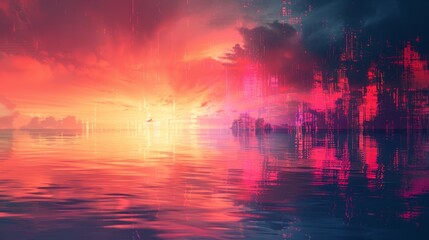 Leinwandbilder - Glitch effect digital background