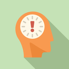 Poster - Flat design icon featuring a human head silhouette with a clock symbolizing time management and deadlines