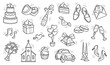 © Panna_Limon - Collection of wedding items. Simple linear hand drawn doodle illustrations
