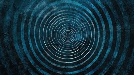 Poster - Blue concentric circles on a dark backdrop, forming a hypnotic and mesmerizing pattern