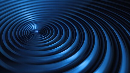 Poster - Blue concentric circles on a dark backdrop, forming a hypnotic and mesmerizing pattern