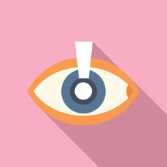 Sticker - Flat design vector illustration of a stylized blue eye with shadow on a pastel pink backdrop