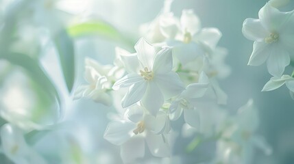 Canvas Print - Close-up of delicate jasmine blooms against a soft-focus background, exuding fragrant beauty