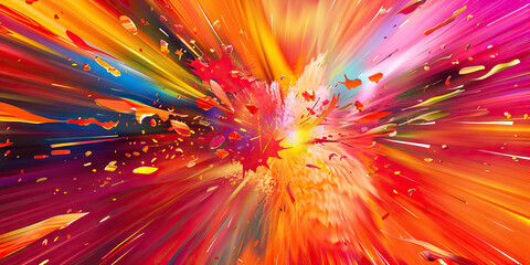 Discount Explosion: Abstract explosion of colors and shapes representing the excitement and energy of a big sale event.