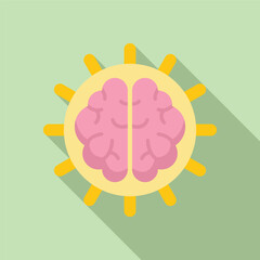 Poster - flat design illustration of a brain in the shape of a lightbulb, symbolizing idea generation