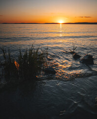 Wall Mural - Colorful sunset over lake Balaton in summer