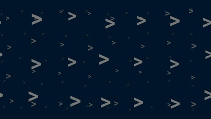 Poster - Greater symbols float horizontally from left to right. Parallax fly effect. Floating symbols are located randomly. Seamless looped 4k animation on dark blue background