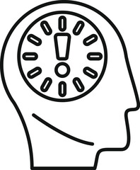 Poster - black and white line drawing of a human head silhouette with an idea bulb inside