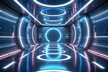 Poster - Future extended space technology sense 3D rendering background