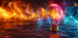 © CtrlN - A glowing light bulb is floating in a pool of water