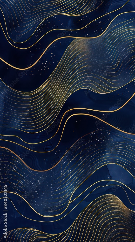 Navy blue Gold abstract wave line arts background . Luxury wallpaper ...
