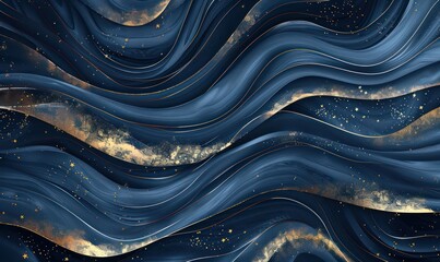 Navy blue Gold abstract wave line arts background . Luxury wallpaper design for prints, wall arts and home decoration, cover and packaging design