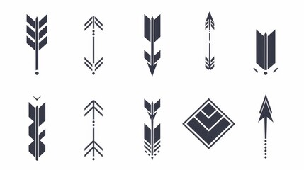 Poster - black modern arrow symbol and icon set. isolated modern arrows collection