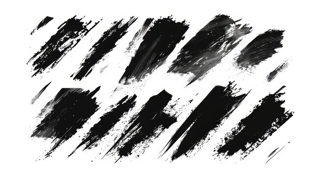Modern Paintbrush Set, brush strokes, template. High quality manually traced elements for social media and networks. Ink brush stoke stencil. Rectangle text boxes.