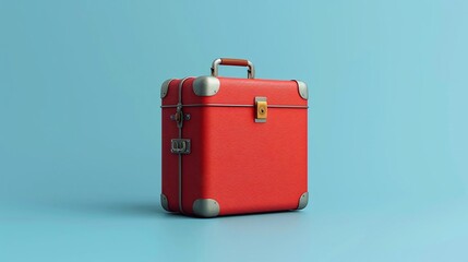 Wall Mural - A lone suitcase icon in the lowerright third against a light blue background