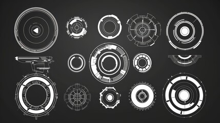 Poster - ui, ux, gui circle hud elements. set of abstract digital circular shapes. hologram vr gadgets round,