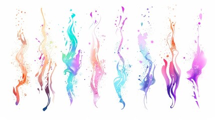 Wall Mural - Isolated colored blots on a white background. Paint drips and splashes. Colorful splash and drip design. Modern grunge set.