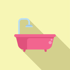 Sticker - Vector graphic of a pink bathtub with a minimalistic design and pastel background