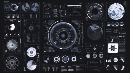 Poster - modern image set of futuristic graphic hud elements. used for ui, gui, web and vr design. cyberpunk 