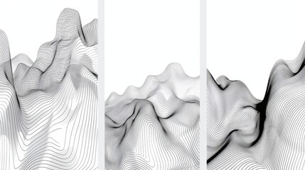 Poster - The concept quantum mechanics, topographic maps, atoms and molecules in a minimalist style. Modern set of science posters in abstract style.