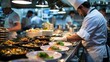 © Darya - A chef in a white uniform skillfully prepares a gourmet meal in a busy restaurant kitchen