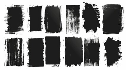 Wall Mural - An abstract collection of dry lines and big spots created with a paint roller. Grunge compositions, grunge frames, blurry text boxes, grainy effect. Modern set of artistic design boxes.