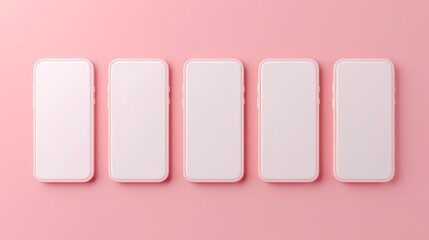 Poster - 3D realistic mobile phone mockups in different angles and positions. Perspective, isometric, front, top. Set of modern phones in style.