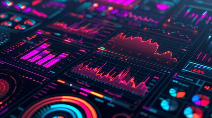 Poster - collection of information graphics, diagrams, charts for dashboard, data analysis, online statistics