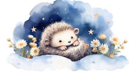 Canvas Print - cute  baby hedgehog 