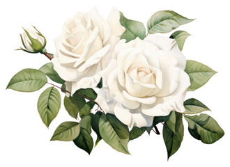 Wall Mural - PNG  White rose bouquet flower plant leaf. AI generated Image by rawpixel.