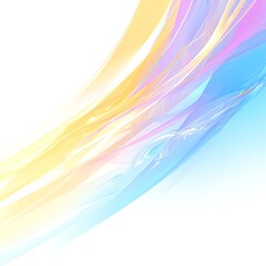 Poster - Vibrant abstract waves of yellow, pink, and blue on a white background. Perfect for modern design, digital art, and creative backgrounds.