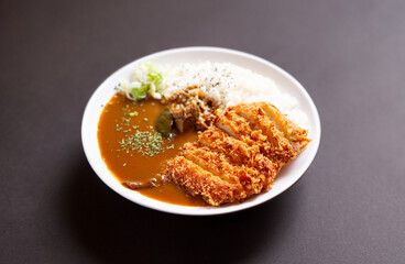 Wall Mural - Pork cutlet with delicious Curry sauce on a plate 