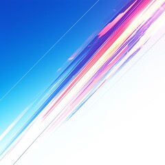 Poster - Vibrant abstract digital art with dynamic streaks of pink, purple, and white against a blue gradient background, modern design, 3D illustration.