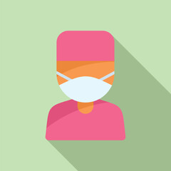 Poster - Modern flat design icon featuring an individual in a pink top with a protective face mask