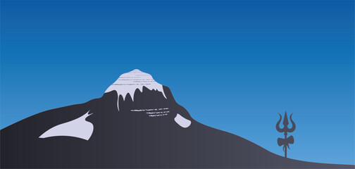 kailash mountain vector illustration with lord shiv trisul