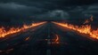 © VIK - The black background has a wet road set afire and blazing flames. It is part of the Generation AI collection.
