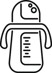 Canvas Print - Simple black and white line drawing of a retro robot with a friendly design