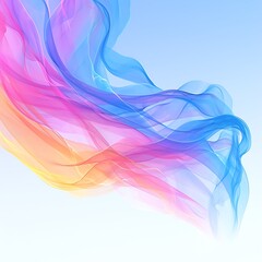 Poster - Colorful abstract wave art against a soft blue background, featuring vibrant hues of pink, blue, and orange in a dynamic flow.